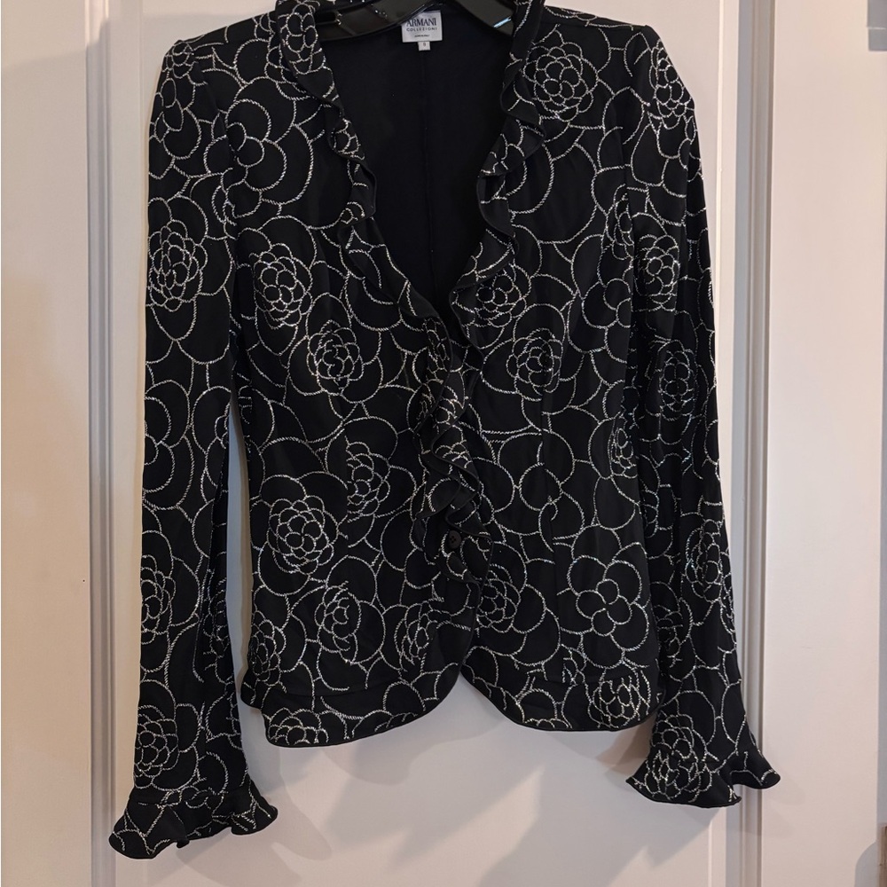 Black Floral Ruffle Blouse